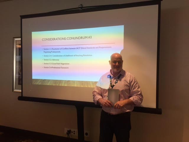 Dr. Bill Frankenstein Teaches Class on Standards and Ethics at the IACP 2018 Forum